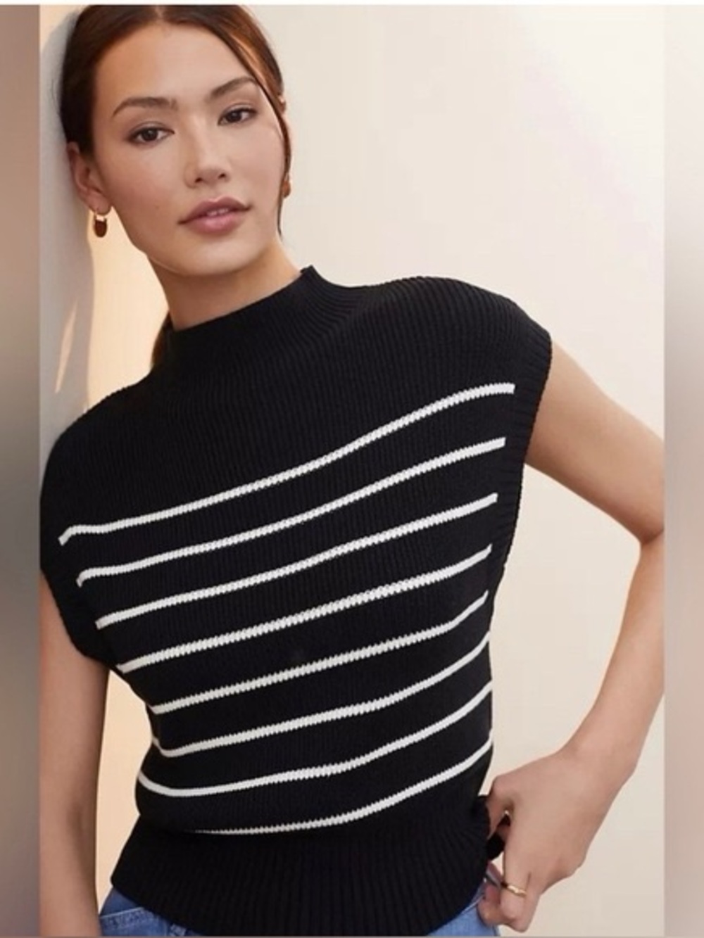 Anthropologie Maeve Amara Sweater Tank in Black and White